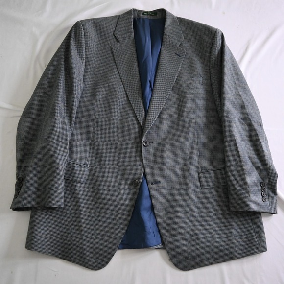 Lauren Ralph Lauren 46R Houndstooth Silk Wool Mens Blazer Suit Jacket Sport Coat